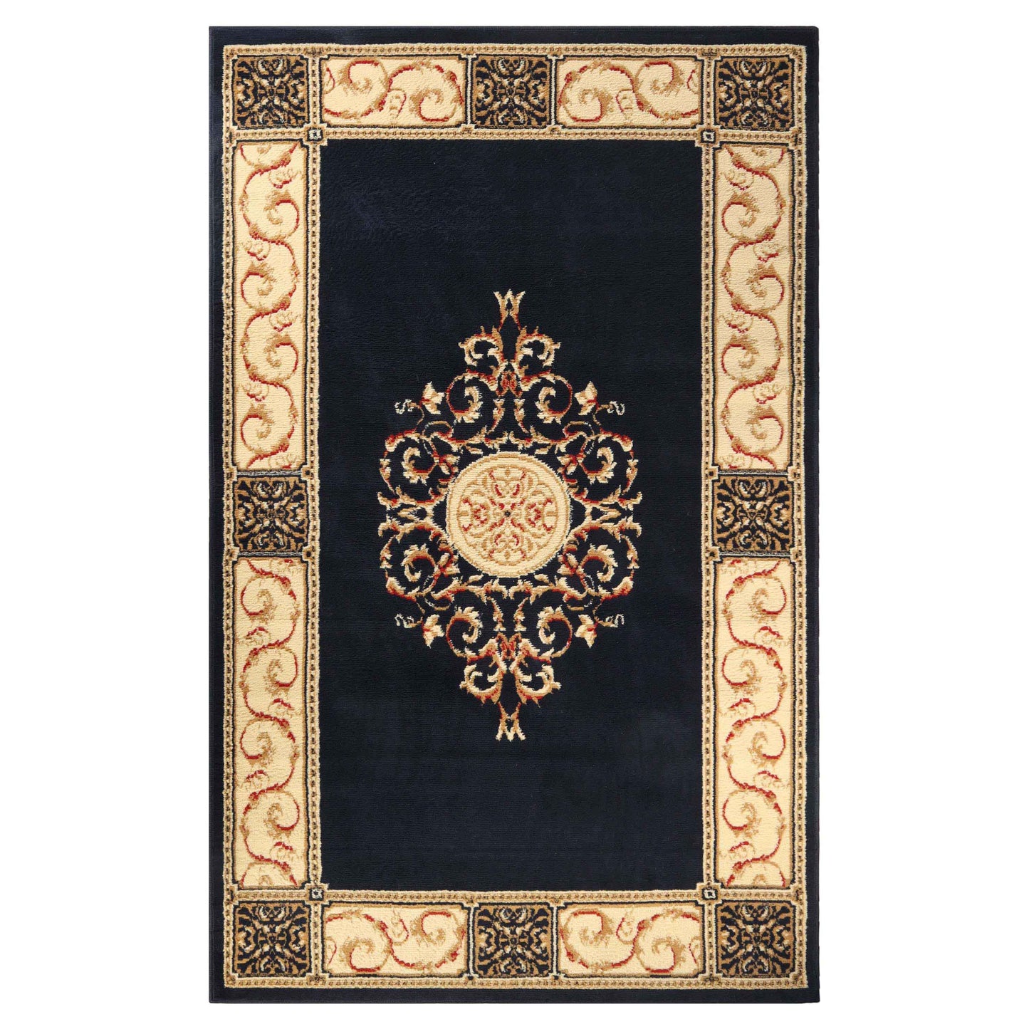 Oversized Medallion Modern Bohemian Indoor Area Rug or Runner Rug - MidnightBlue