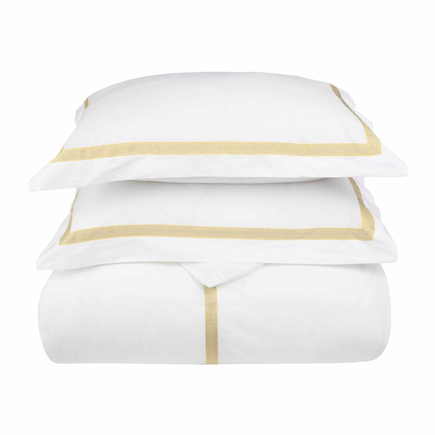 Superior Miller Embroidered Border Cotton Duvet Cover Set - Gold