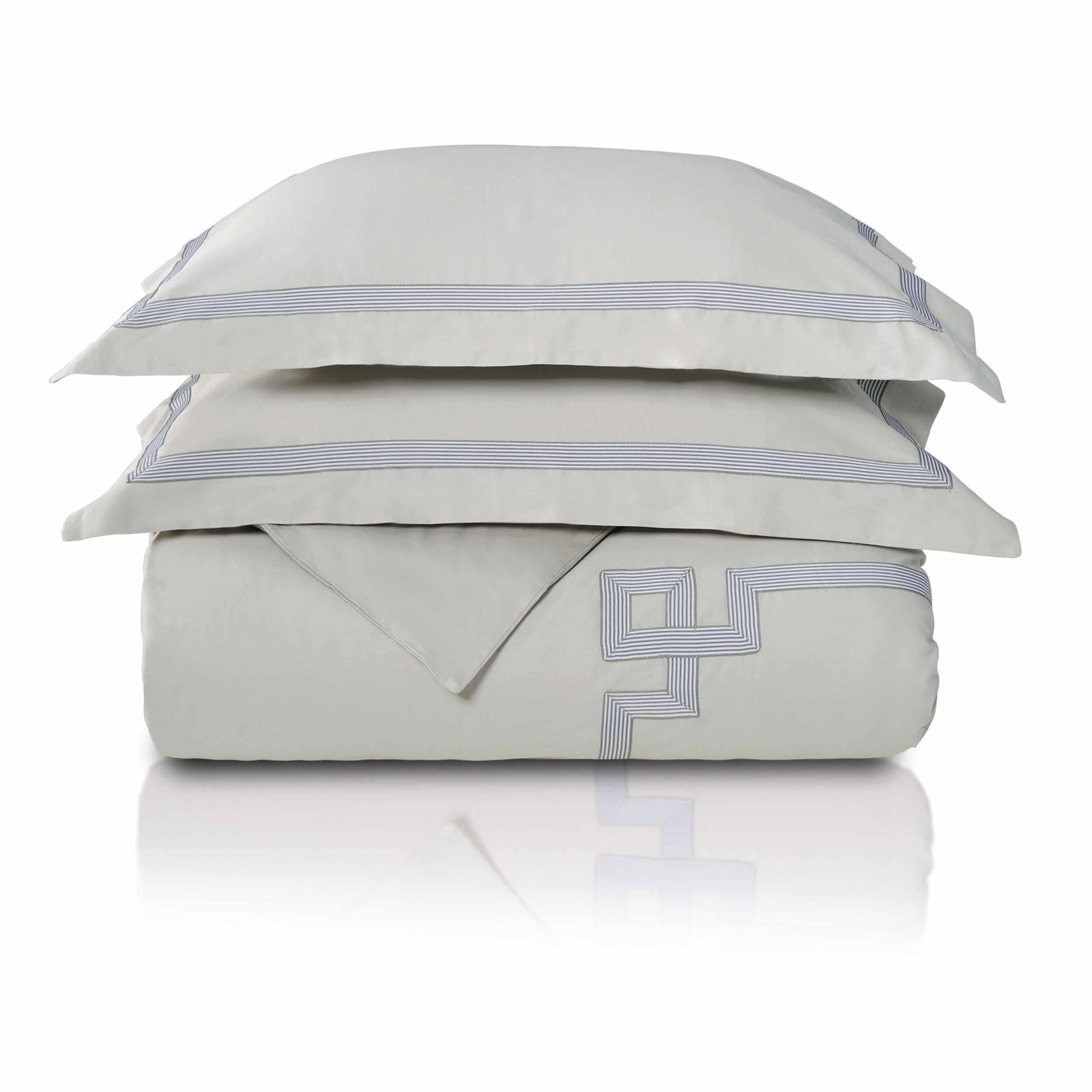  Superior Miller Embroidered Border Cotton Duvet Cover Set - Grey