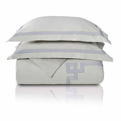  Superior Miller Embroidered Border Cotton Duvet Cover Set - Grey