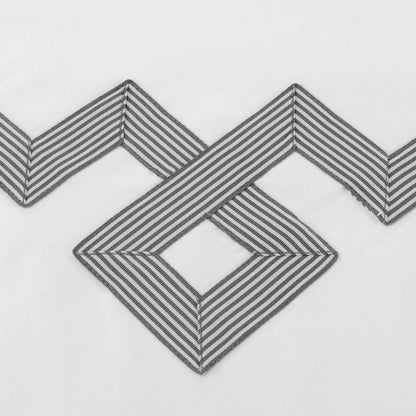  Superior Miller Embroidered Border Cotton Duvet Cover Set - White/Grey