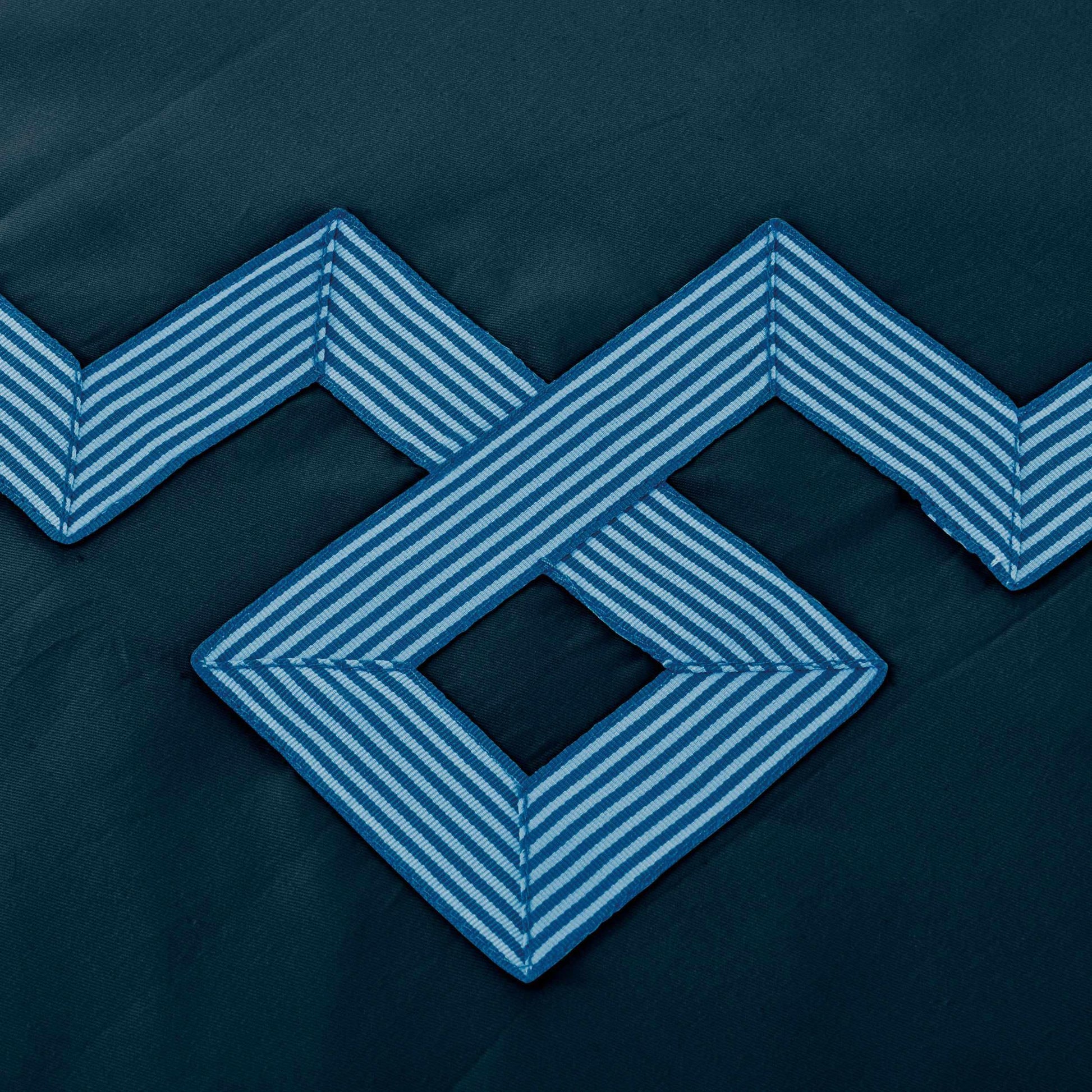  Superior Miller Embroidered Border Cotton Duvet Cover Set - Navy Blue/Navy Blue