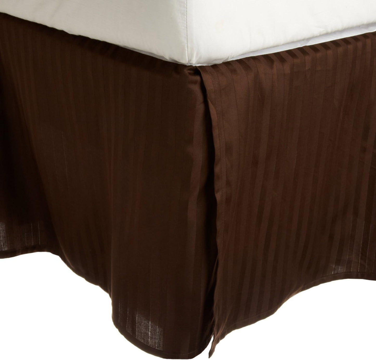 300 Thread Count Egyptian Cotton 15" Drop Striped Bed Skirt - Mocha