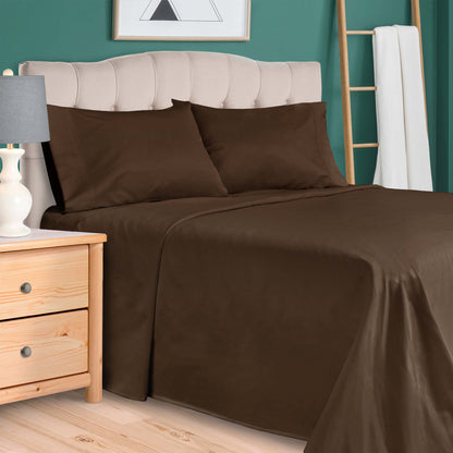 Egyptian Cotton 300 Thread Count Solid Deep Pocket Sheet Set - Mocha
