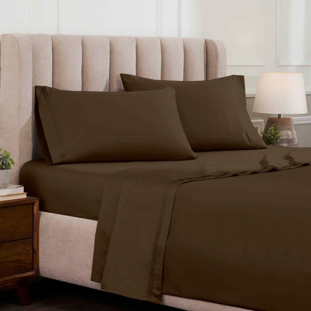 Egyptian Cotton 1500 Thread Count Eco Friendly Solid Sheet Set - Mocha