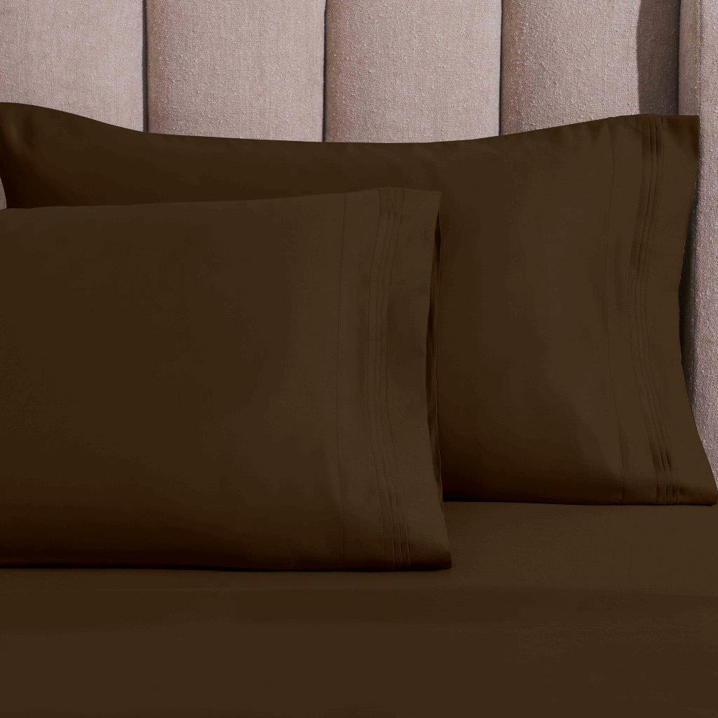 1500 Thread Count Egyptian Cotton 2 Piece Solid Pillowcase Set - Mocha