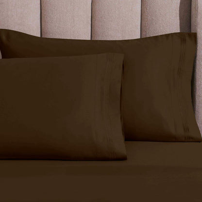 1500 Thread Count Egyptian Cotton 2 Piece Solid Pillowcase Set - Mocha