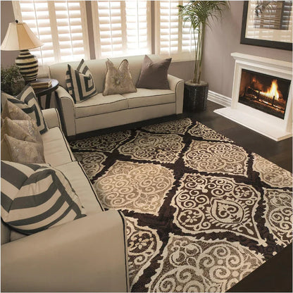 Amherst Medallion Damask Indoor Area Rug Or Runner Rug - Mocha
