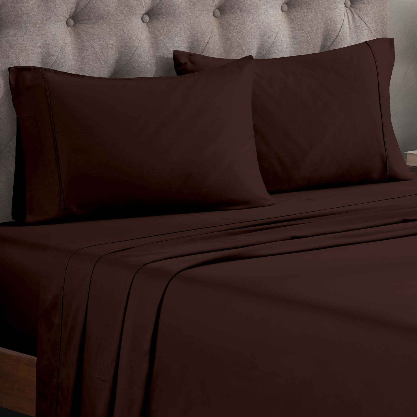 Egyptian Cotton 300 Thread Count Solid Deep Pocket Sheet Set - Mocha