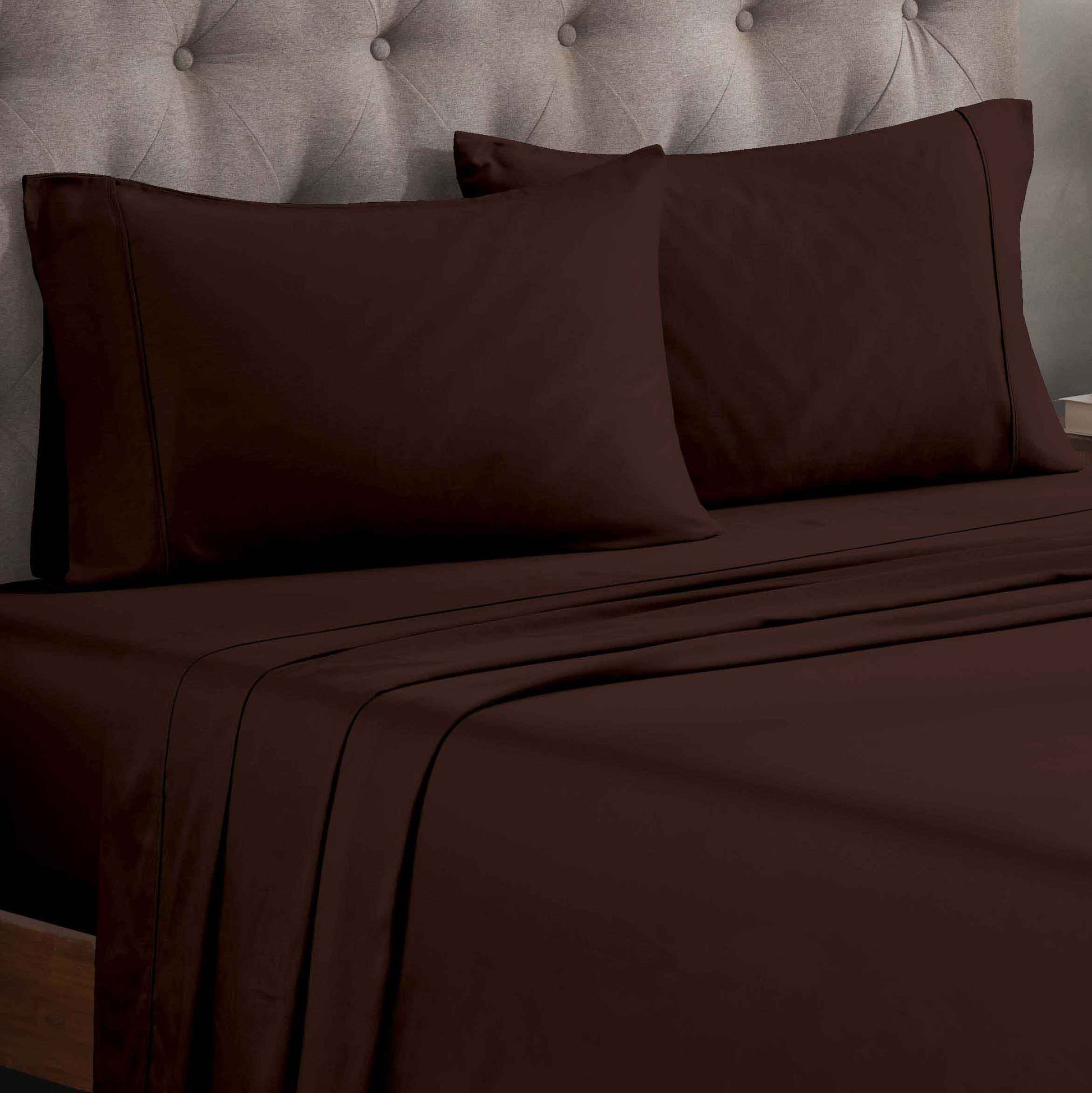 Egyptian Cotton 300 Thread Count Solid Deep Pocket Sheet Set - Mocha