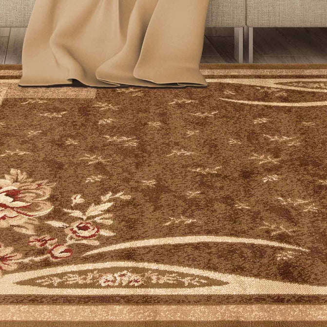 Ruban Minimalist Floral Block Indoor Area Rug or Runner Rug - Mocha