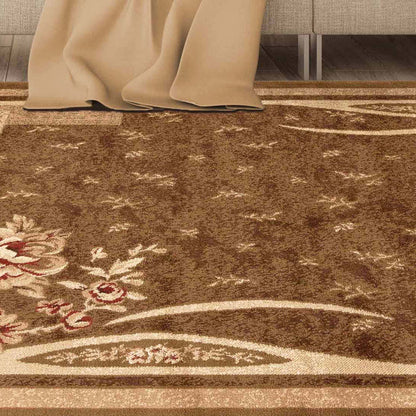 Ruban Minimalist Floral Block Indoor Area Rug or Runner Rug - Mocha