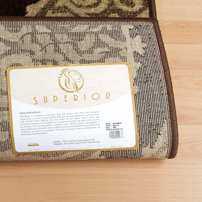 Amherst Medallion Damask Indoor Area Rug Or Runner Rug - Mocha