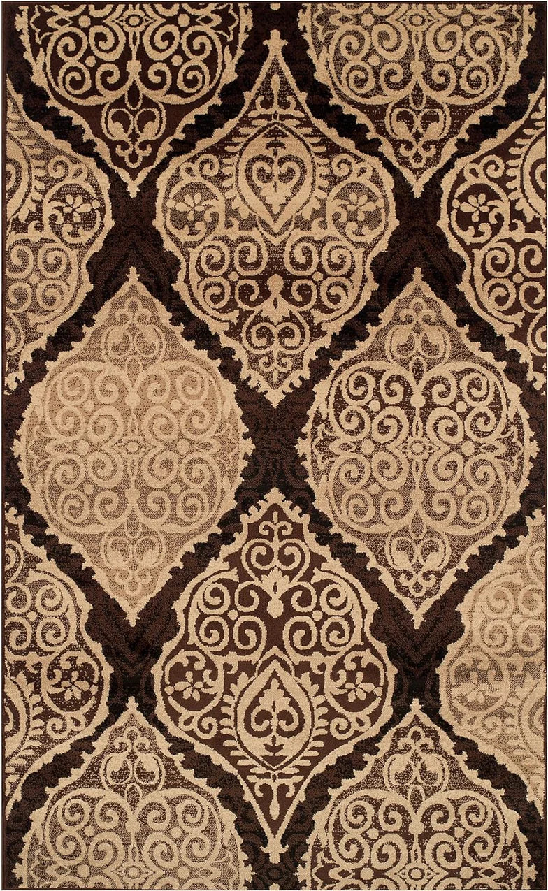Amherst Medallion Damask Indoor Area Rug Or Runner Rug - Mocha