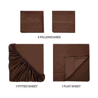 400 Thread Count Egyptian Cotton Solid Deep Pocket Sheet Set - Mocha