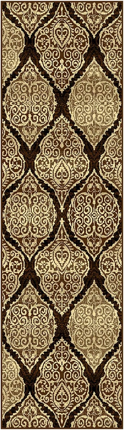 Amherst Medallion Damask Indoor Area Rug Or Runner Rug - Mocha
