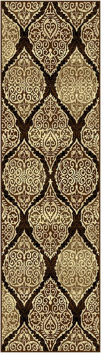 Amherst Medallion Damask Indoor Area Rug Or Runner Rug - Mocha