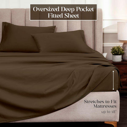 Egyptian Cotton 1500 Thread Count Eco Friendly Solid Sheet Set - Mocha