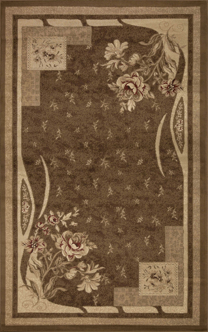 Ruban Minimalist Floral Block Indoor Area Rug or Runner Rug - Mocha