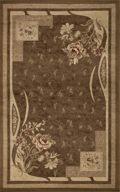 Ruban Minimalist Floral Block Indoor Area Rug or Runner Rug - Mocha