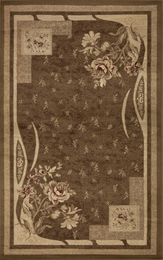 Ruban Minimalist Floral Block Indoor Area Rug or Runner Rug - Mocha