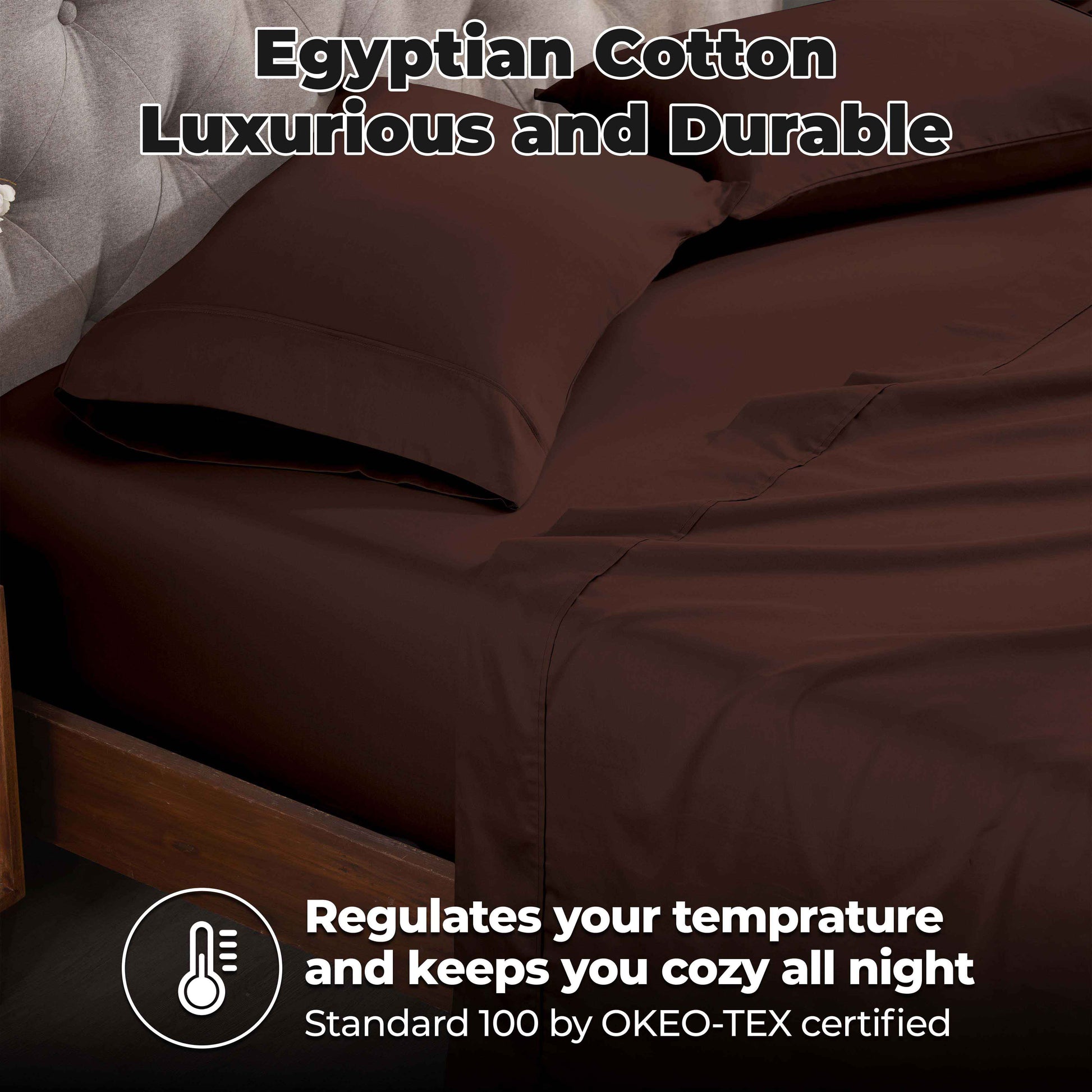 400 Thread Count Egyptian Cotton Solid Deep Pocket Sheet Set - Mocha