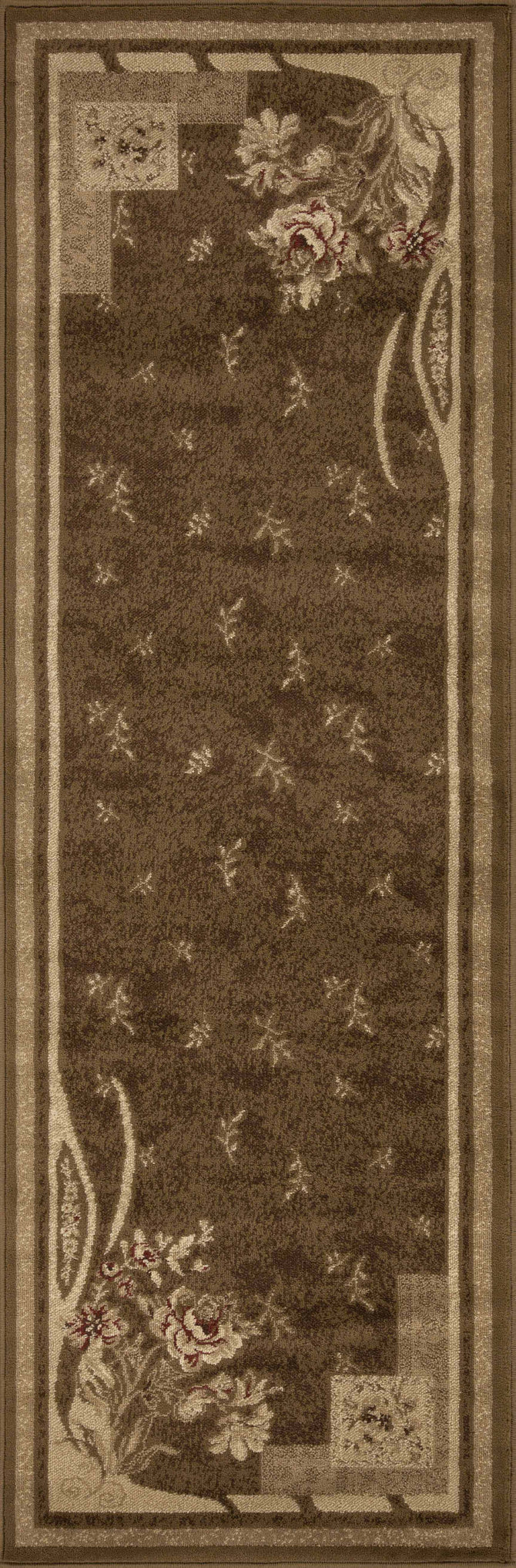 Ruban Minimalist Floral Block Indoor Area Rug or Runner Rug - Mocha