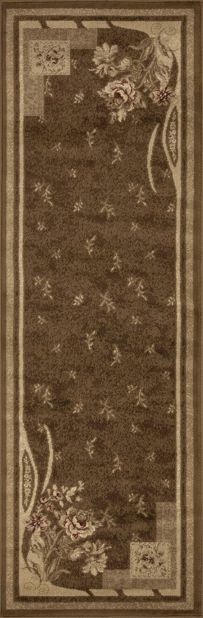 Ruban Minimalist Floral Block Indoor Area Rug or Runner Rug - Mocha