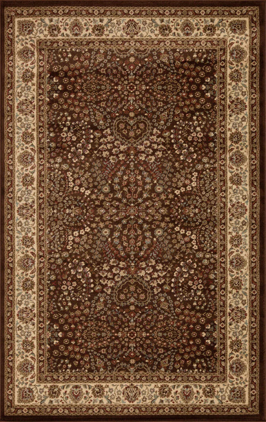 Astral Traditional Oriental Floral Scroll Indoor Area Rug or Runner - Mocha