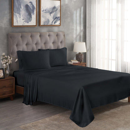 Modal From Beechwood 300 Thread Count Solid Deep Pocket Bed Sheet Set - Black