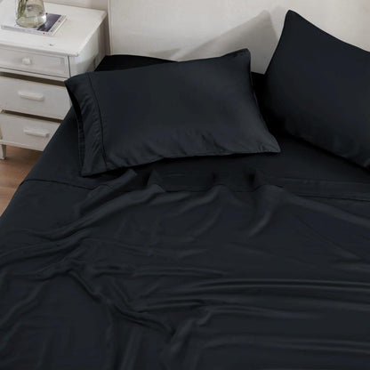 Modal From Beechwood 300 Thread Count Solid Deep Pocket Bed Sheet Set - Black