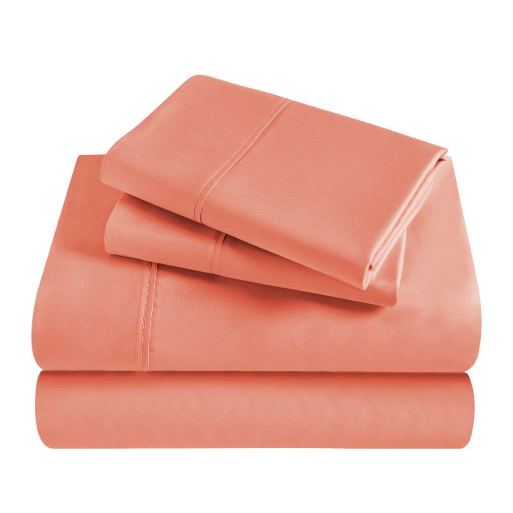 Modal From Beechwood 300 Thread Count Solid Deep Pocket Bed Sheet Set - Coral