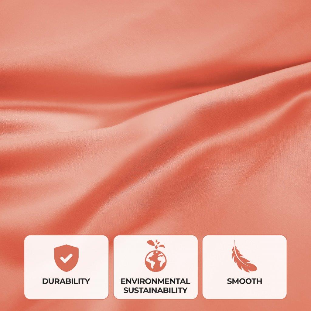 Modal From Beechwood 300 Thread Count Solid Deep Pocket Bed Sheet Set - Coral