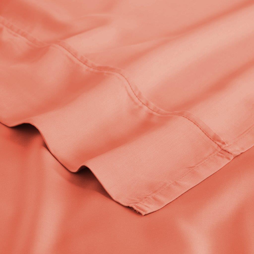 Modal From Beechwood 300 Thread Count Solid Deep Pocket Bed Sheet Set - Coral