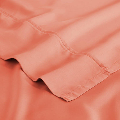 Modal From Beechwood 300 Thread Count Solid Deep Pocket Bed Sheet Set - Coral