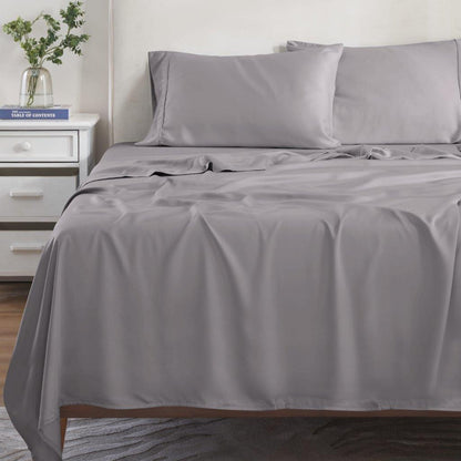 Modal From Beechwood 300 Thread Count Solid Deep Pocket Bed Sheet Set - Grey