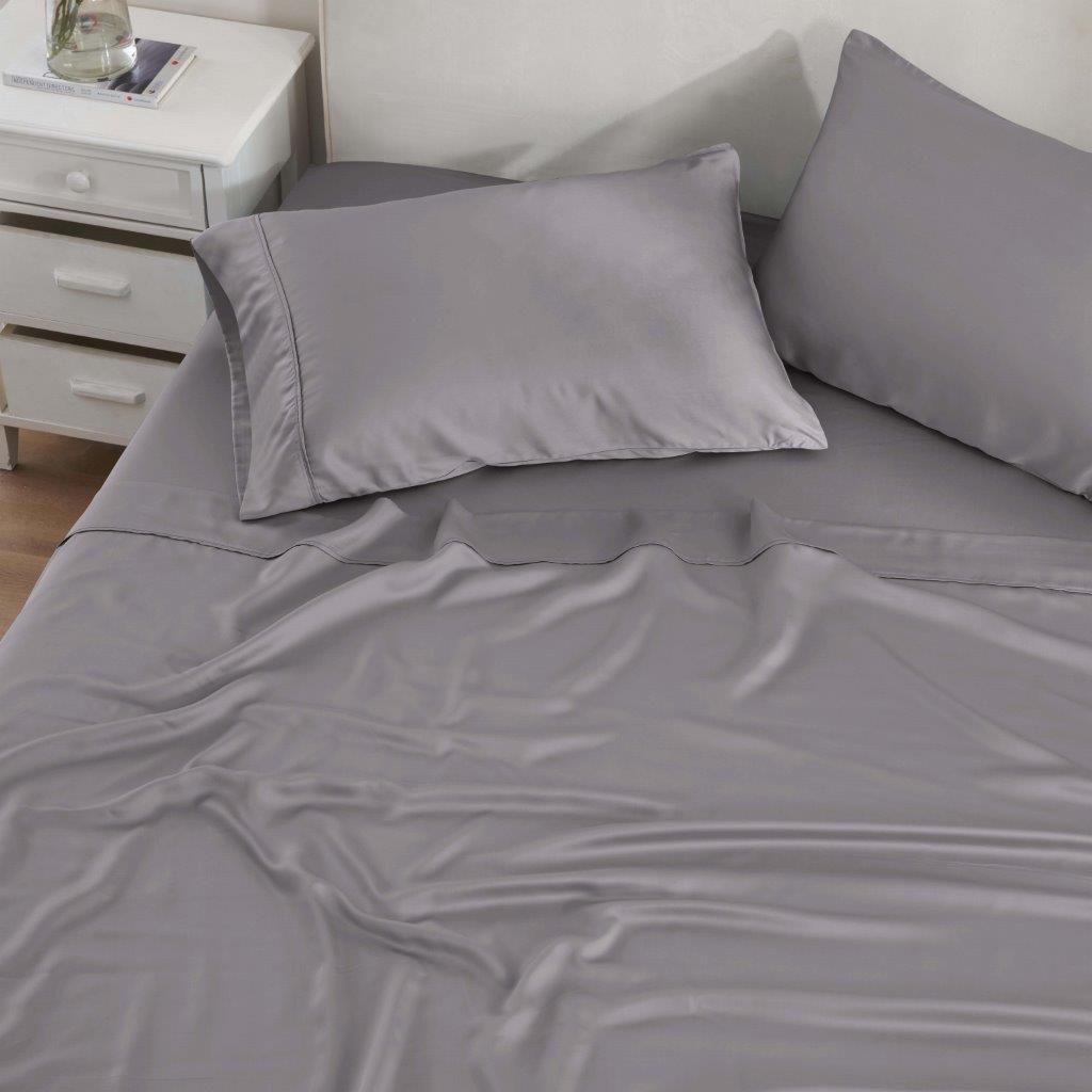 Modal From Beechwood 300 Thread Count Solid Deep Pocket Bed Sheet Set - Grey