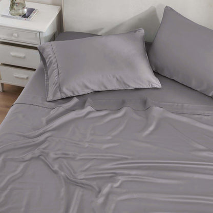 Modal From Beechwood 300 Thread Count Solid Deep Pocket Bed Sheet Set - Grey