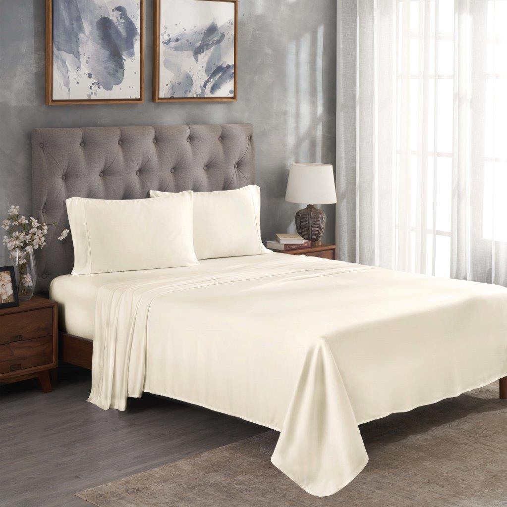 Modal From Beechwood 300 Thread Count Solid Deep Pocket Bed Sheet Set - Ivory