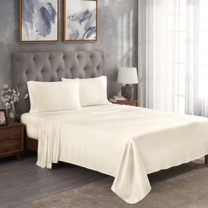 Modal From Beechwood 300 Thread Count Solid Deep Pocket Bed Sheet Set - Ivory