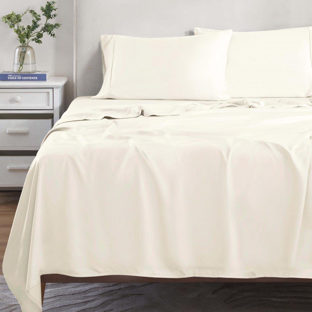 Modal From Beechwood 300 Thread Count Solid Deep Pocket Bed Sheet Set - Ivory