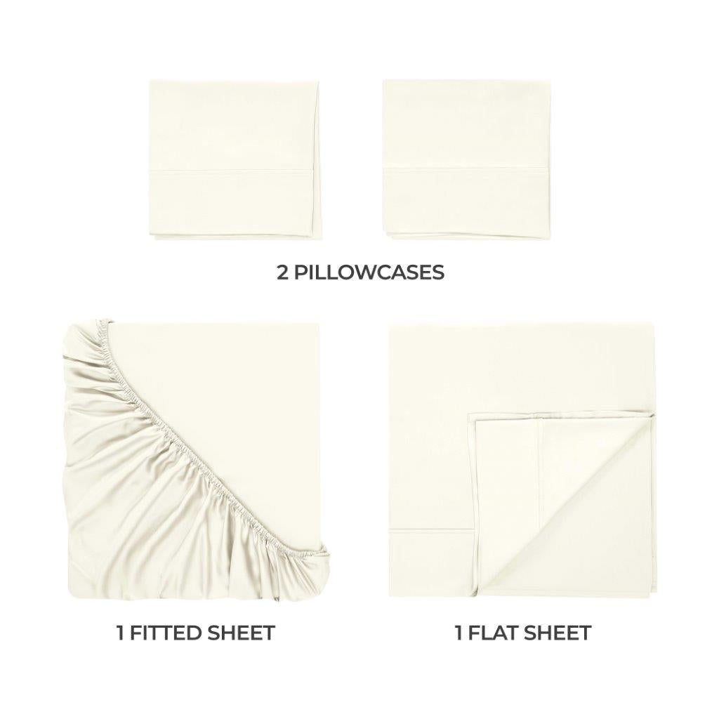 Modal From Beechwood 300 Thread Count Solid Deep Pocket Bed Sheet Set - Ivory
