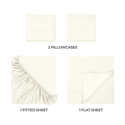 Modal From Beechwood 300 Thread Count Solid Deep Pocket Bed Sheet Set - Ivory