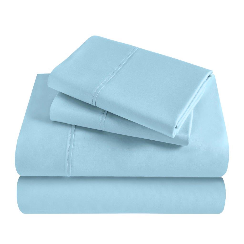 Modal From Beechwood 300 Thread Count Solid Deep Pocket Bed Sheet Set - Light Blue