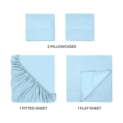 Modal From Beechwood 300 Thread Count Solid Deep Pocket Bed Sheet Set - Light Blue