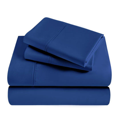 Modal From Beechwood 300 Thread Count Solid Deep Pocket Bed Sheet Set - Navy Blue