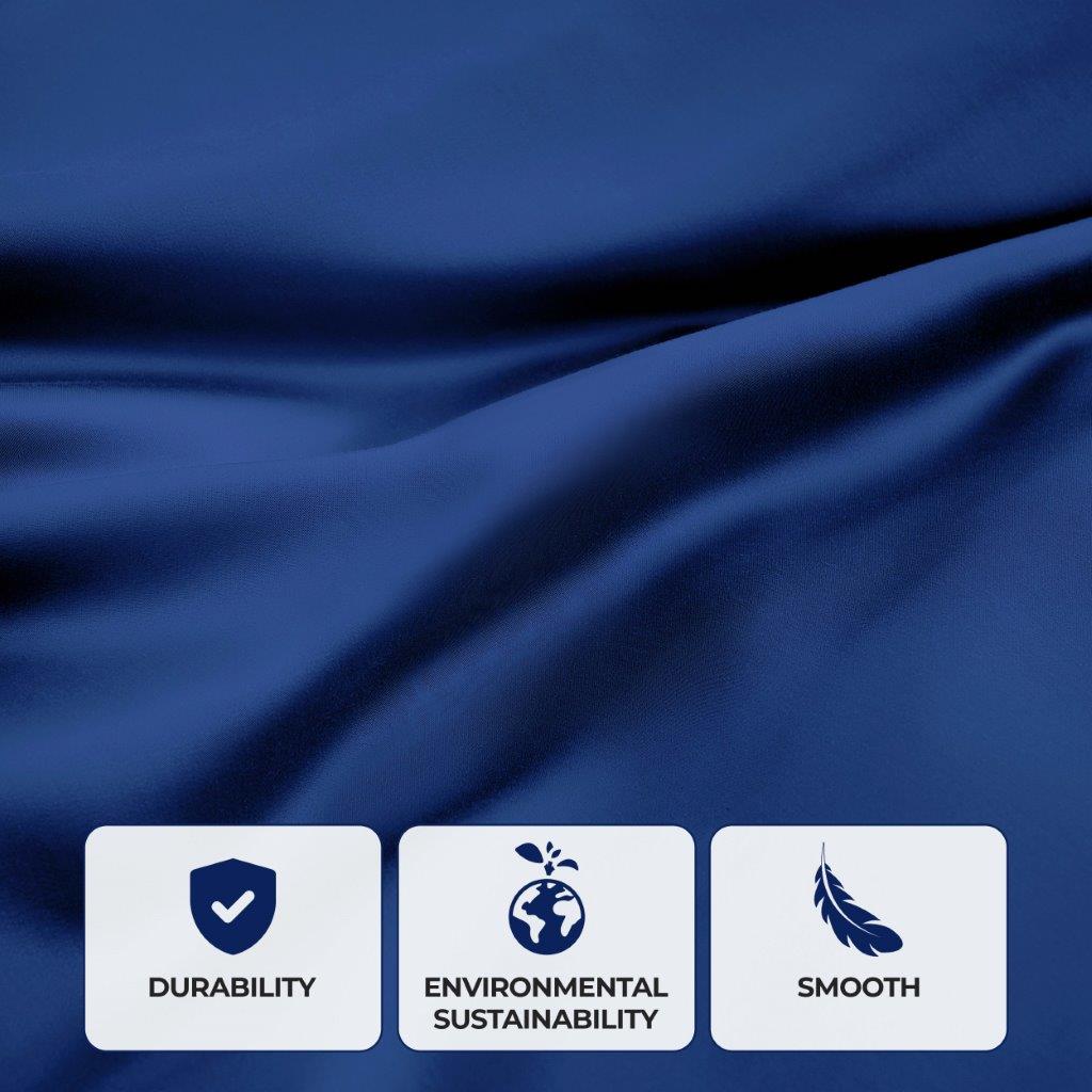 Modal From Beechwood 300 Thread Count Solid Deep Pocket Bed Sheet Set - Navy Blue