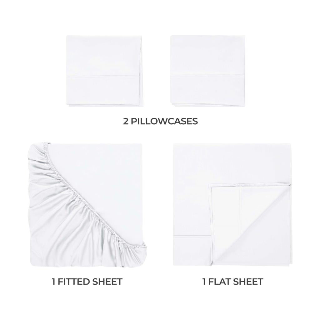 Modal From Beechwood 300 Thread Count Solid Deep Pocket Bed Sheet Set - White