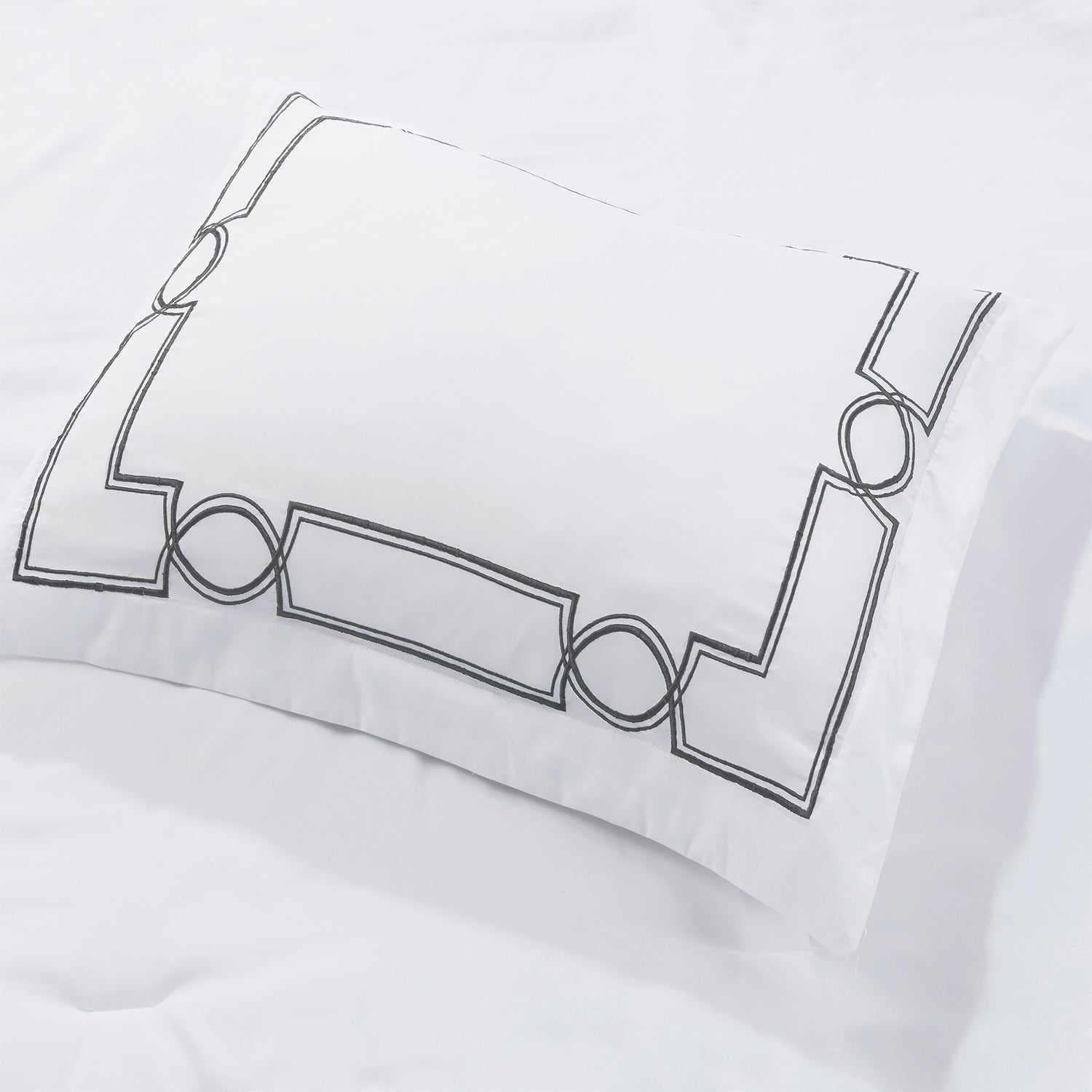 Superior Modern Geometric Embroidery Wrinkle-Free Polyester Microfiber Comforter Set - Grey