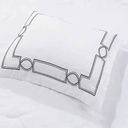 Superior Modern Geometric Embroidery Wrinkle-Free Polyester Microfiber Comforter Set - Grey